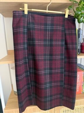 Liverpool Tartan Plaid Wine Color Pencil Skirt Pull On Stretch 8